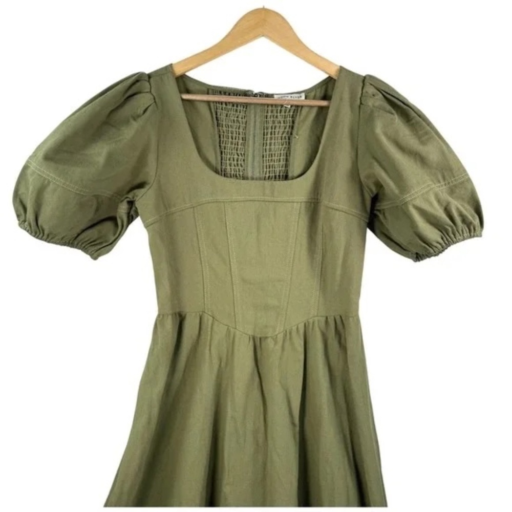 Burnt Olive Anthropologie Moon River Puffy Sleeve Dress - Sz S - NWT - Picture 5 of 7